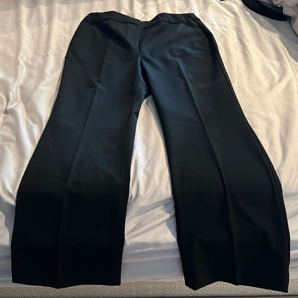Chico’s women’s black dress pants wide flare leg. Like new. Size 8S (Chicos 1S)